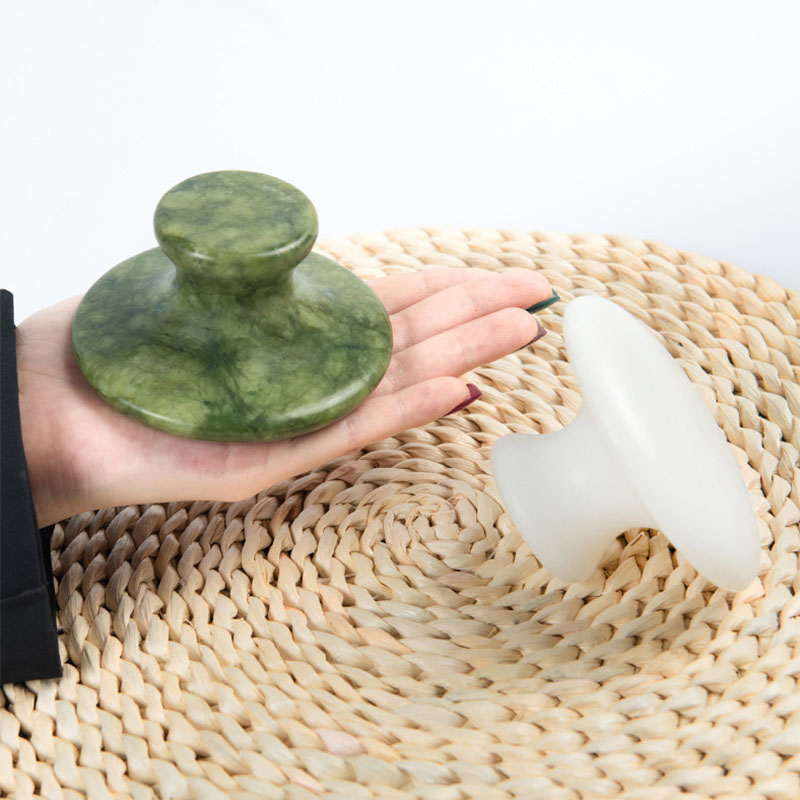 Jade Gua Sha Tool - 天然翡翠キノコ型ヘッドマッサージャー 大サイズ 翡翠刮痧ポイント美容マッサージスティック 経絡美容 フェイシャルケアマッサージツール