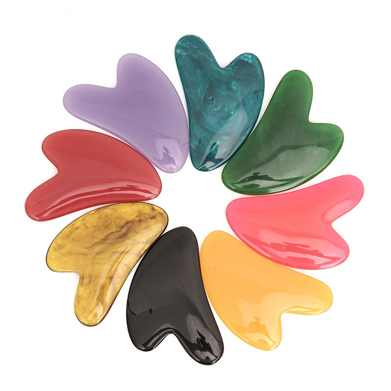 Jade Gua Sha Tool - ホットハートローズクォーツグアシャストーン、フェイシャルジェイドマッサージスクレイピングボード、あご鼻リフト引き締めスキンヘルスケアツール