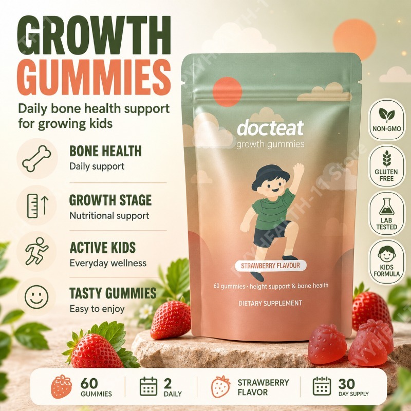 Health Wellness Gummies - 子供用カルシウムグミ ビタミンD3 K2サプリメント ストロベリー風味 骨の健康サポート 毎日の健康栄養
