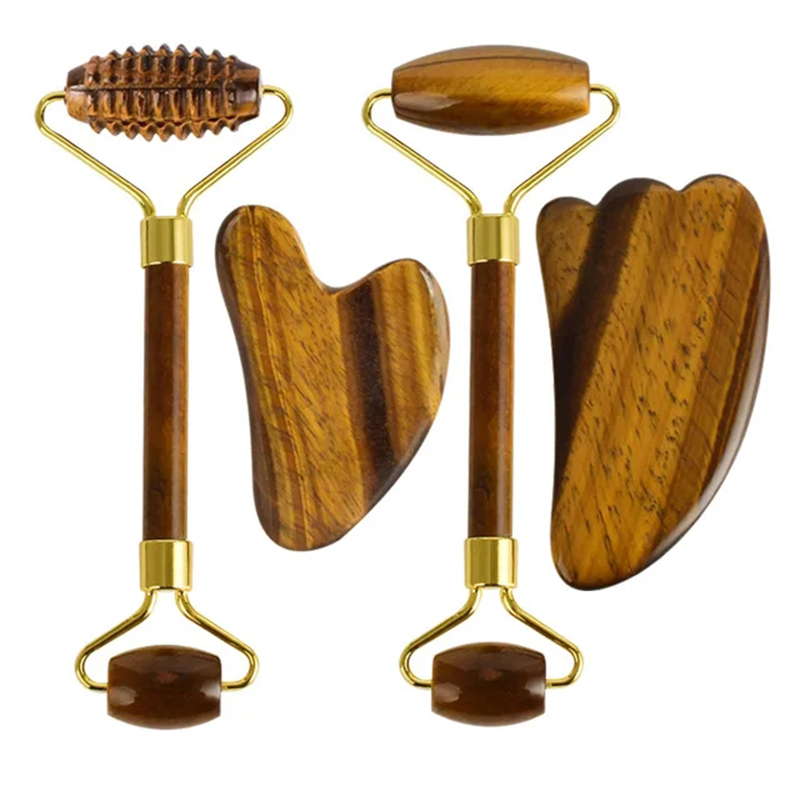 Jade Gua Sha Tool - 天然タイガーアイ翡翠ローラーカシャ美しいマッサージフェイシャルスクレイピングツール首顔マッサージ抗しわリラックススパストーン