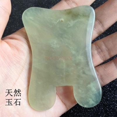 Jade Gua Sha Tool - 砂の板,大きな四角い首と三角形の実用的なツール,特別な翡翠の木