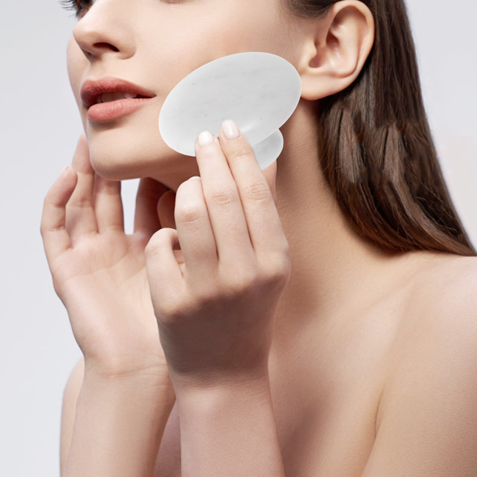 Jade Gua Sha Tool - 翡翠フェイシャルマッサージローラー ホワイトマッシュルーム 冷温マッサージストーン フェイスボディ用グアシャ 翡翠美容スカルプトツール スパ