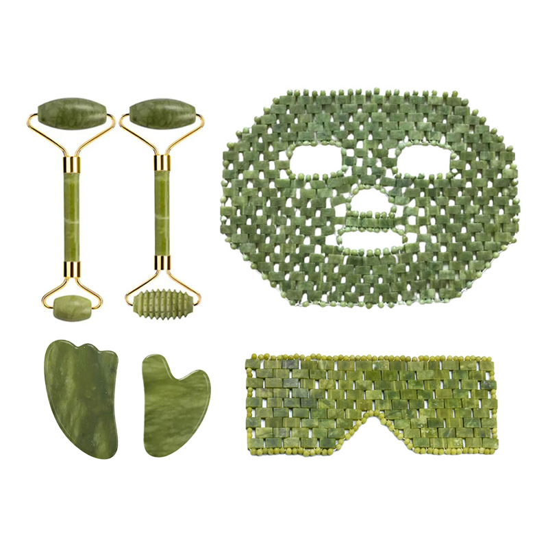 Jade Gua Sha Tool - 天然 Xiuyan 翡翠フェイシャルマスクガッシュスクレーパーローラーマッサージ翡翠石カッサ風邪治療アンチエイジング翡翠マスク美容ツール