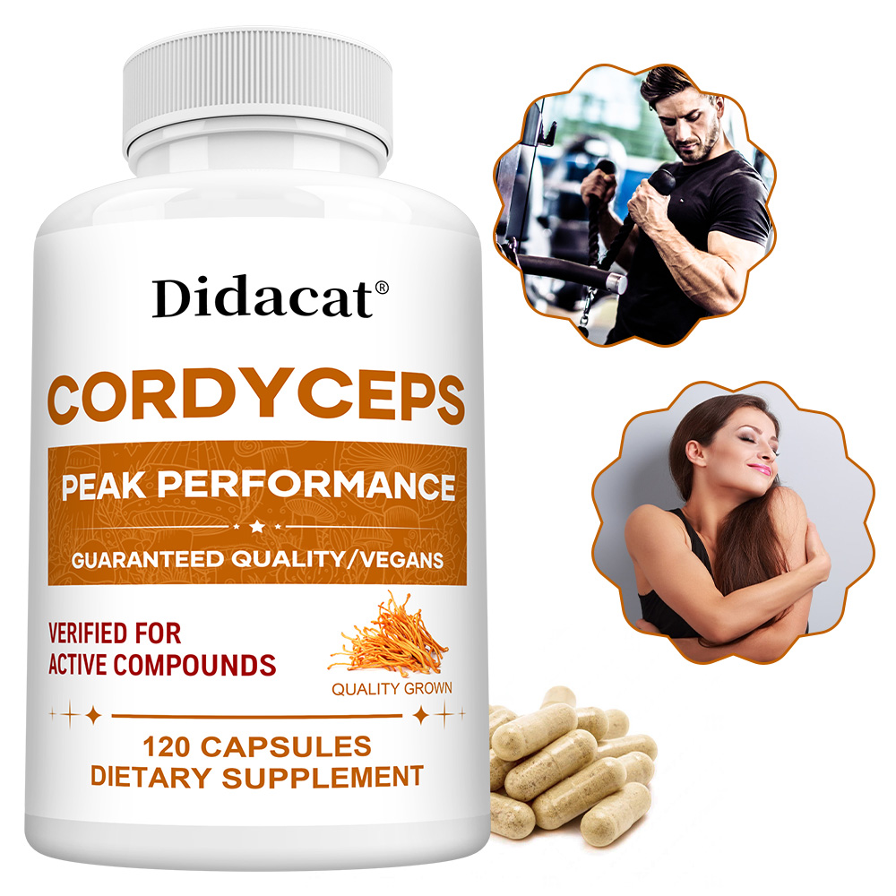 Health With Wellness - 冬虫夏草カプセル 1000mg、自然健康補助食品、脳、エネルギー、スタミナ、免疫、心臓血管の健康をサポートします
