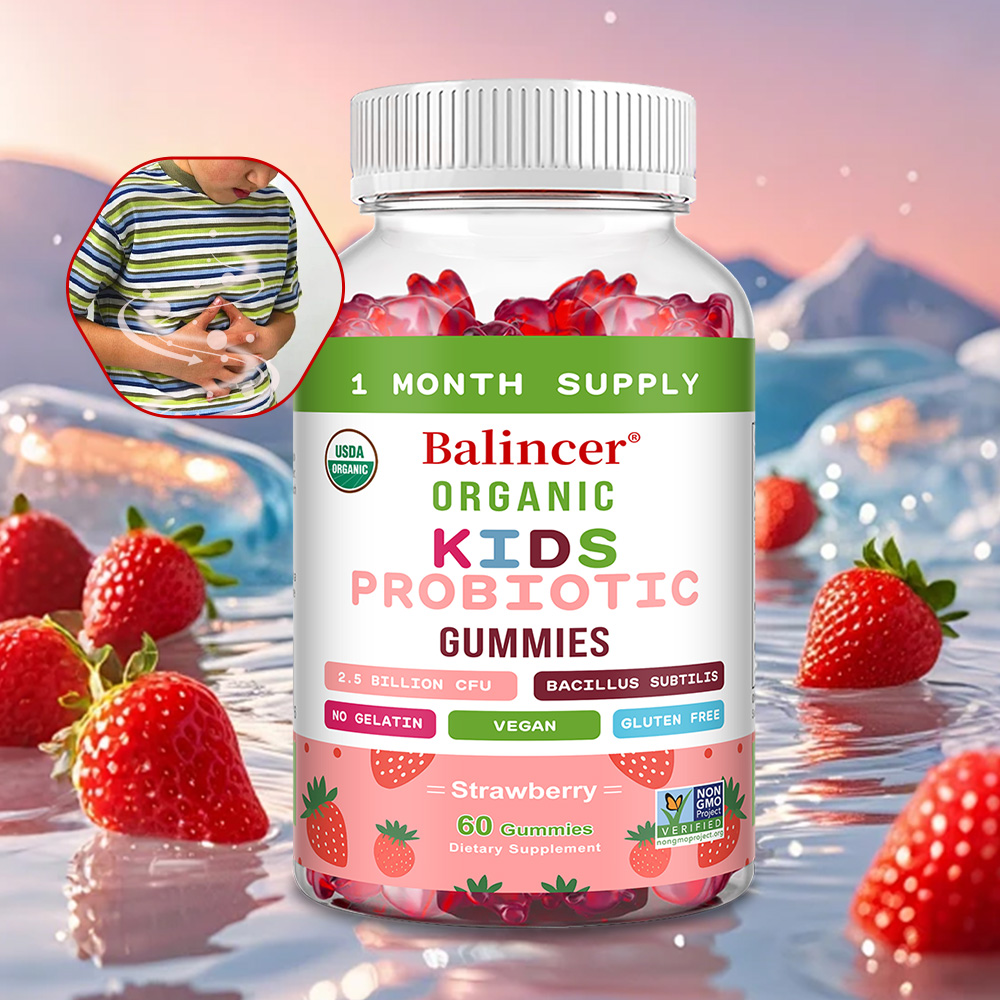 Health Wellness Gummies - 天然オーガニックプロバイオティクスグミ（イチゴ味）、子供向け、腸の健康に良い、免疫システムと全体的な健康をサポート