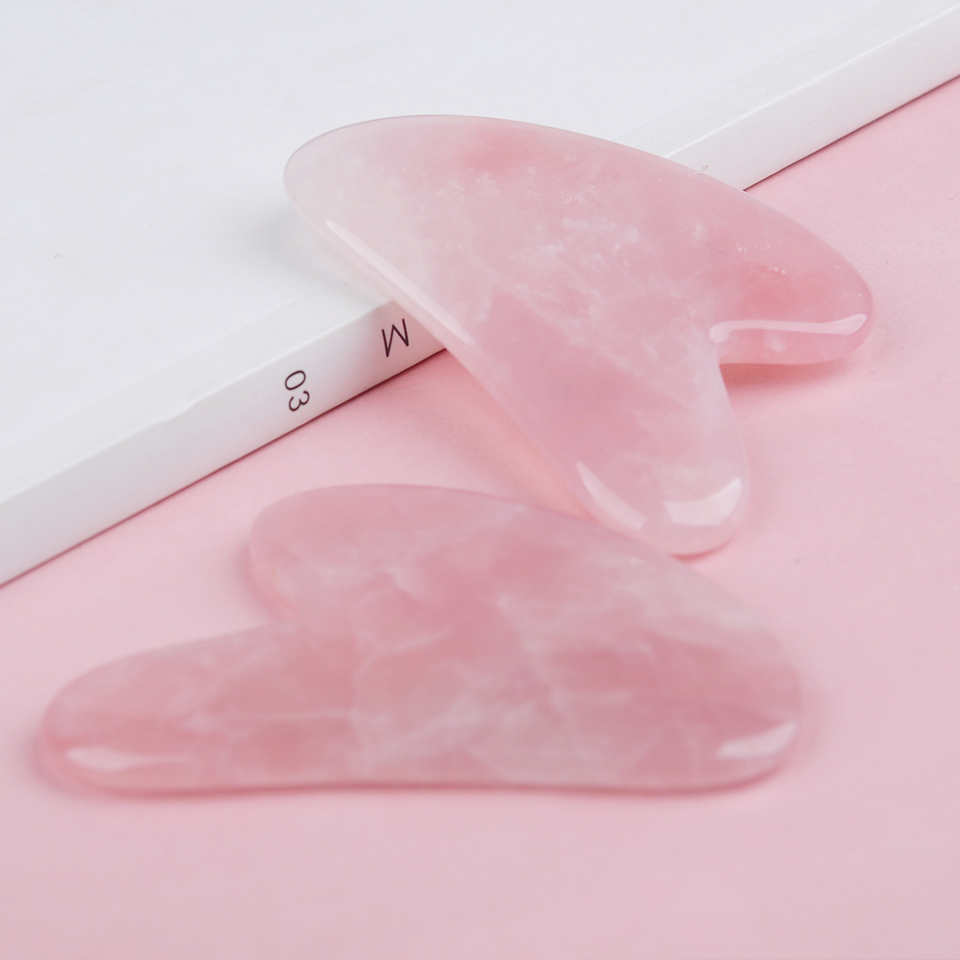 天然ローズピンクのグアシャマッサージボード、翡翠製フェイスス - Jade Gua Sha Tool のレビューと価格