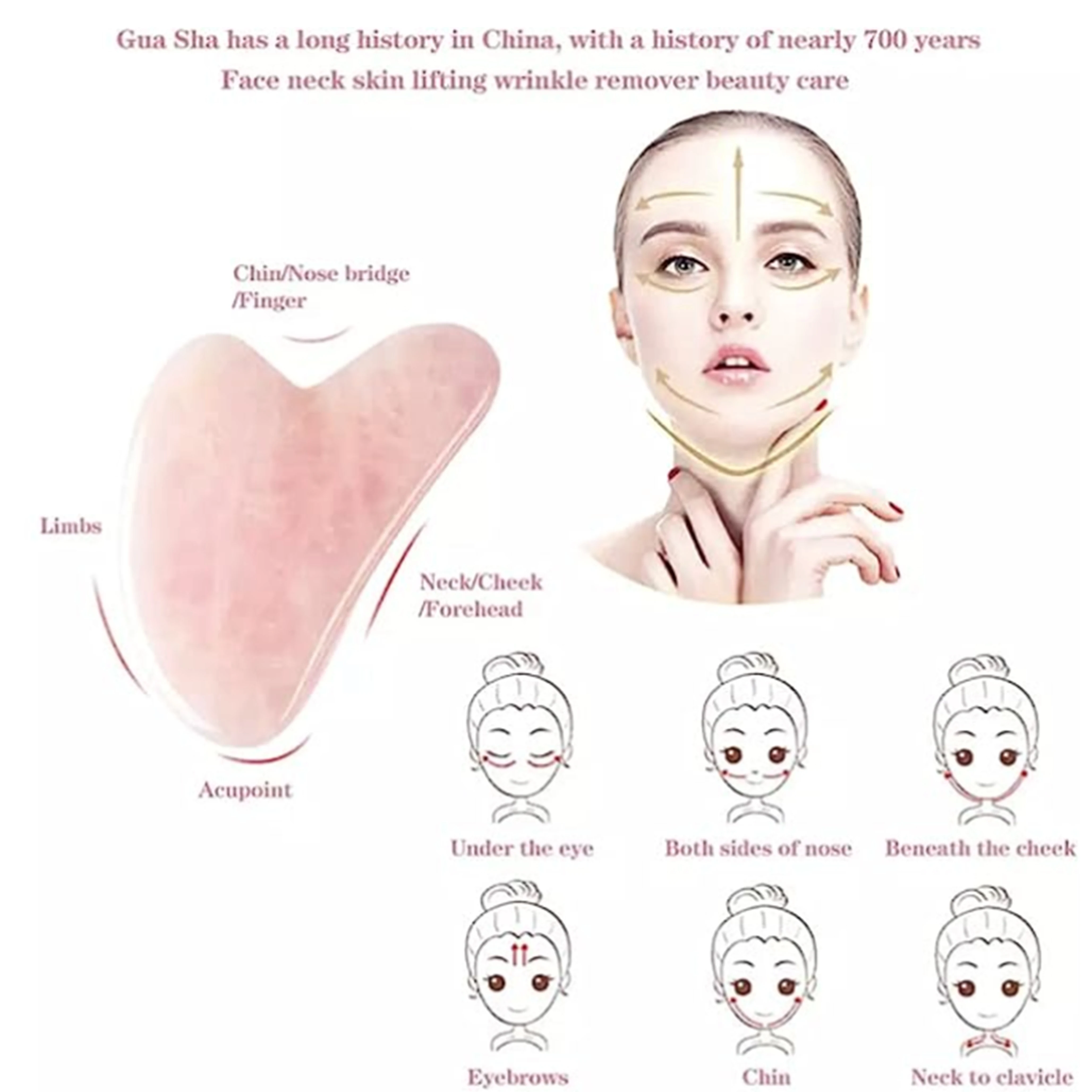 ローズクォーツ グアシャ フェイスマッサージャー用 スキンス - Jade Gua Sha Tool のレビューと価格