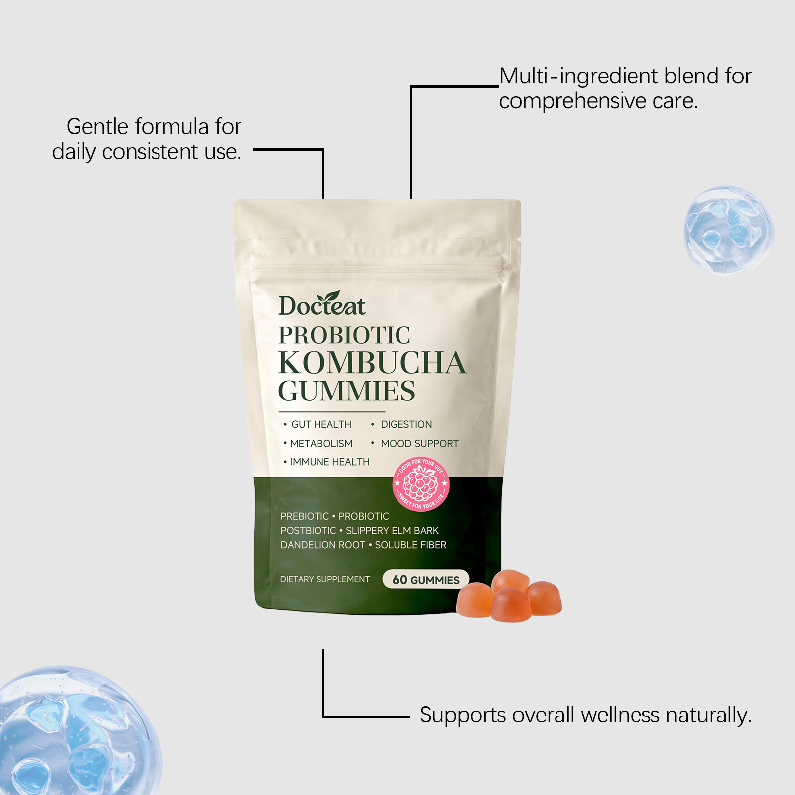 大人用プロバイオティクスグミ 腸内フローラと消化をサポート  - Health Wellness Gummies のレビューと価格
