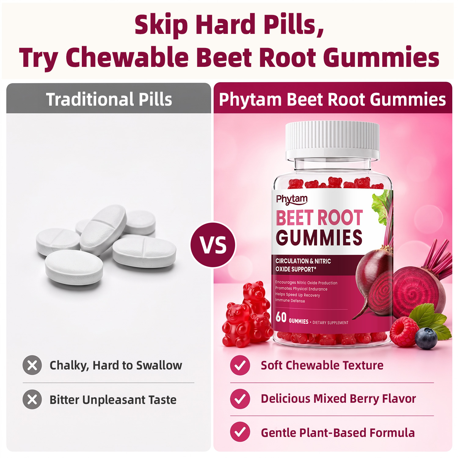 ビートルートサプリメント、抗酸化作用のある日々の健康サポート - Health Wellness Gummies のレビューと価格