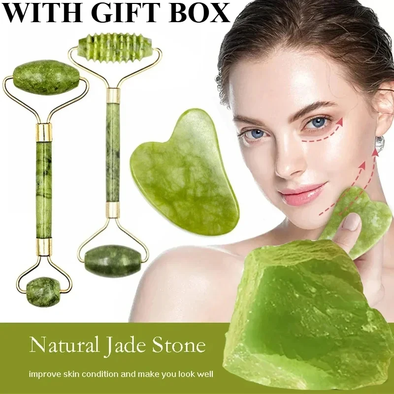 天然翡翠ローラーフェイスグアシャ天然石ボディネックマッサージ - Jade Gua Sha Tool のレビューと価格